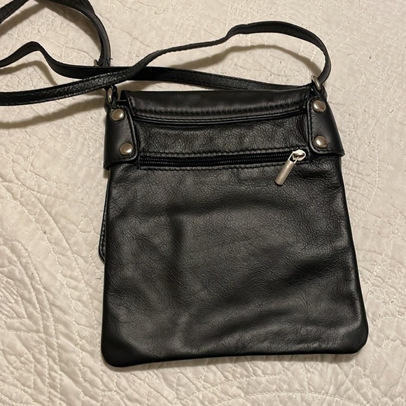 Vera Pelle Made in Italy Black Leather Crossbody Purse Bag - Picture 5 of 5